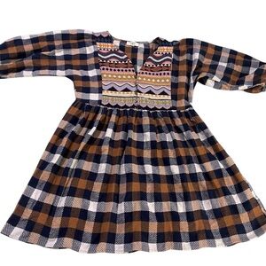 Hayden Blue and Brown Plaid Kids Dress